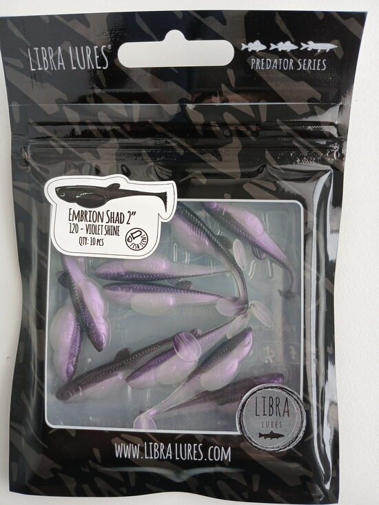 Embrion Shad 2"/50mm, 120-Violet Shine,Aroma-Fish, 1,05gr, 12psc/pack